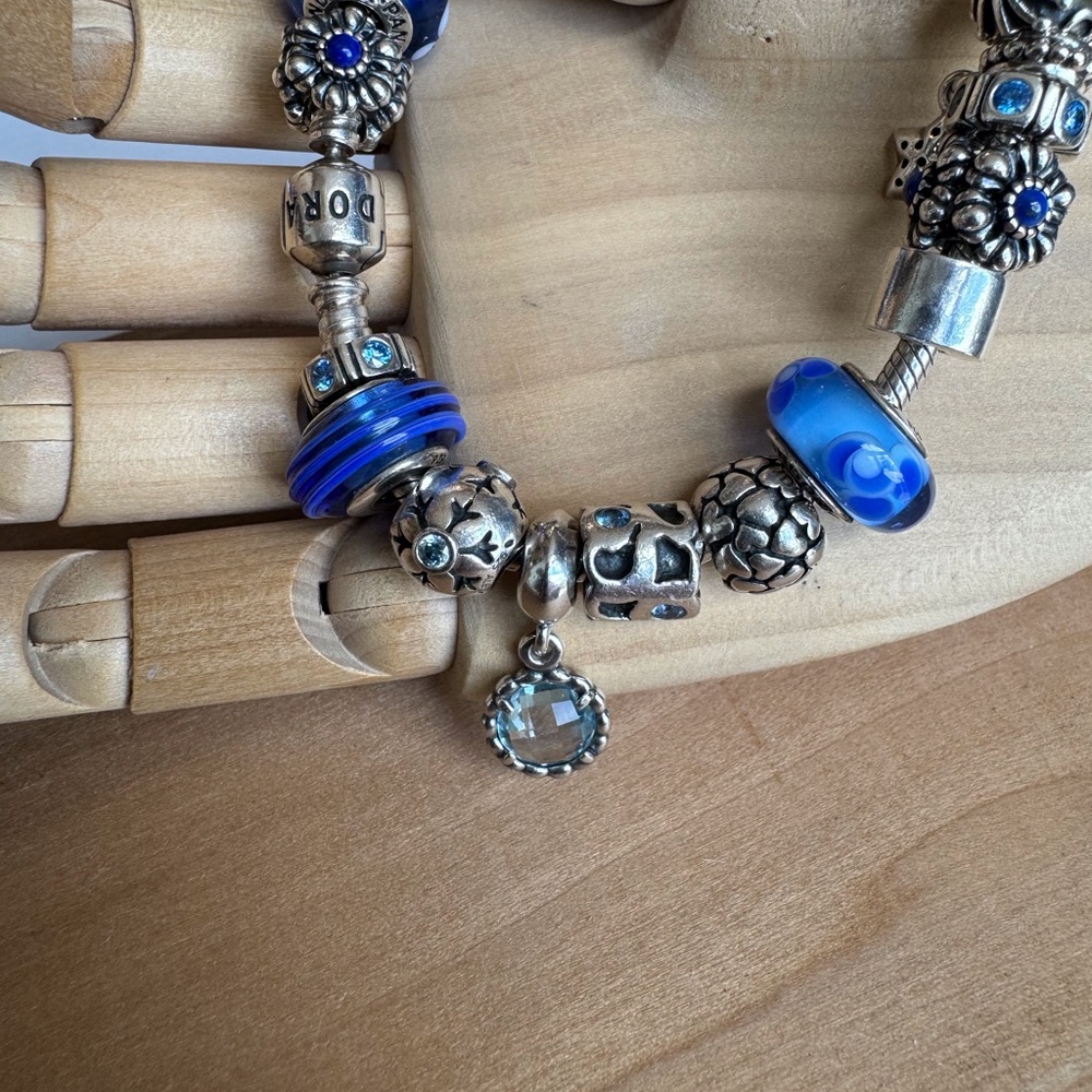 Pandora Curated Blue Charms Bracelet Retired - Picture 2 of 10